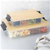 Image 1 : 2 Bamboo Lid Plastic Food Storage Containers