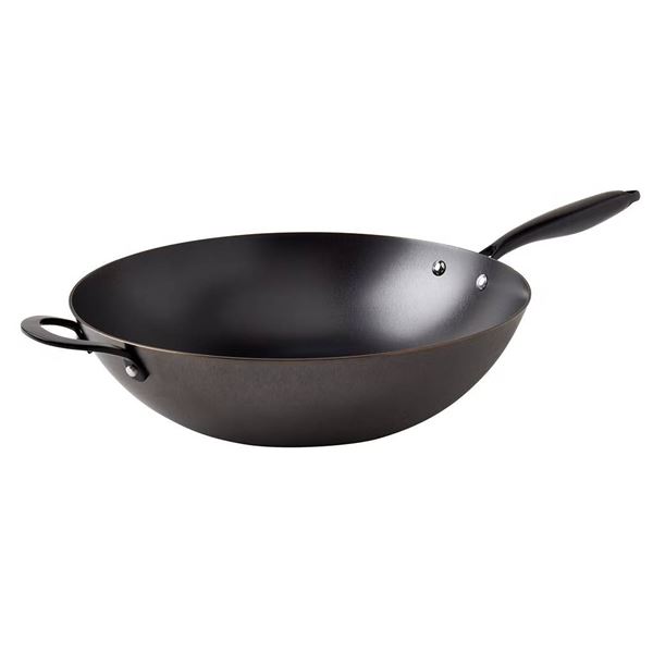 Black Steel Wok With Double Handles