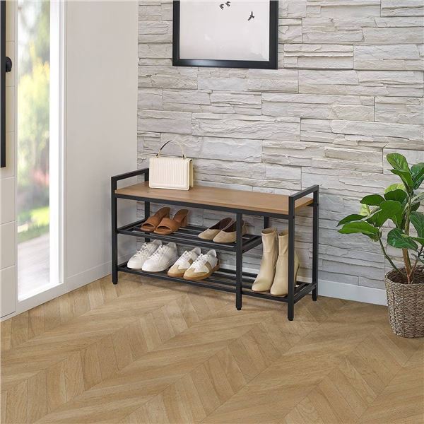 Neatfreak Shoe Storage Bench, Wood & Metal, 36in