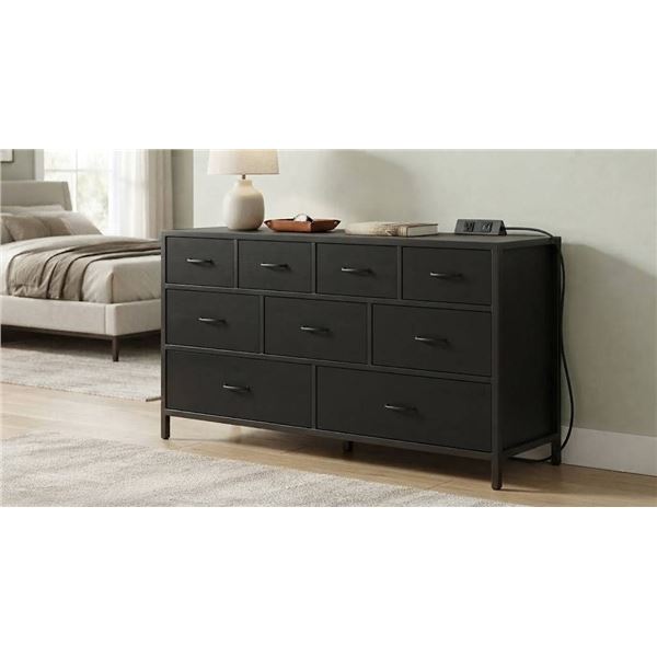 43'' Storage Dresser With 9 Drawers Black