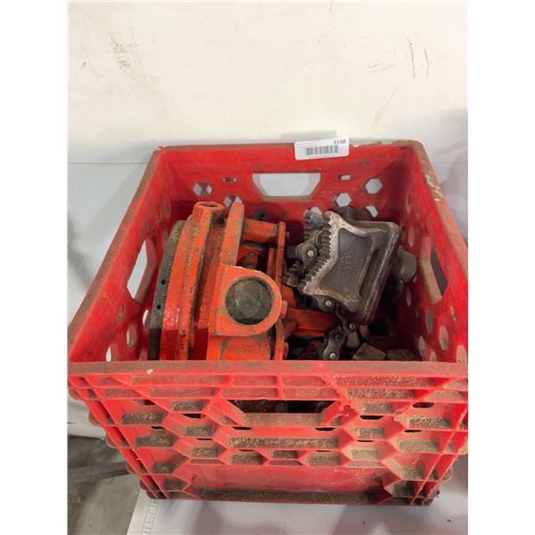 Lot of Pipe Threading Tool Parts in Crate