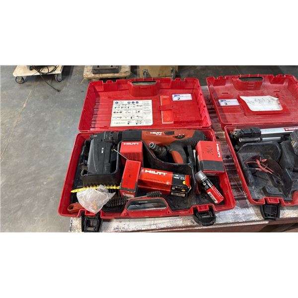 HILTI DX460 POWDER ACTUATED NAIL GUN WITH MX72 ATTACHMENT, CARTRIDGES, LUBRICANT & ACCESSORIES