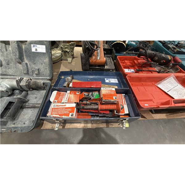 REMINGTON 496  SEMI-AUTOMATIC, POWDER ACTUATED FASTENING TOOL WITH ASSORTED FASTENERS & CHARGES IN