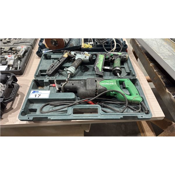 HITACHI CR13V ELECTRIC RECIPROCATING SAW, HITACHI BRAD NAILER & STAPLER IN HARD TRANSPORT CASE
