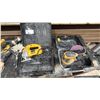 Image 4 : LARGE GROUP OF ASSORTED ELECTRIC DEWALT TOOLS- PALM SANDERS, JIG SAW, PLATE JOINER, RECIPROCATING