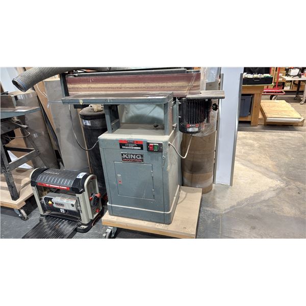 KING INDUSTRIAL 6" X 89" OSCILLATING EDGE SANDER ON MOBILE CART