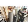 Image 1 : GROUP OF ASSORTED MATERIAL ROLLS, FOAM, LAMINATE, BLACK BACKING MATERIAL & MISC WOOD PIECES