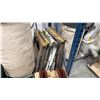 Image 1 : GROUP OF 6 FOLDING PLASTIC SAWHORSES & 2 BALANCING MATERIAL CARTS