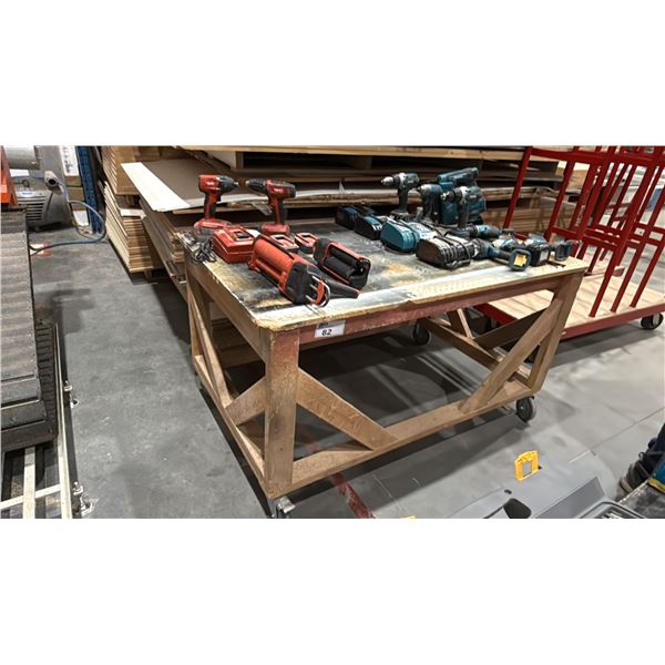 WOODEN MOBILE SHOP TABLE *LAST DAY REMOVAL* *CONTENTS NOT INCLUDED*