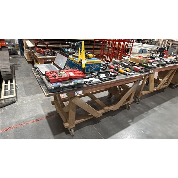 WOODEN MOBILE SHOP TABLE *LAST DAY REMOVAL* *CONTENTS NOT INCLUDED*