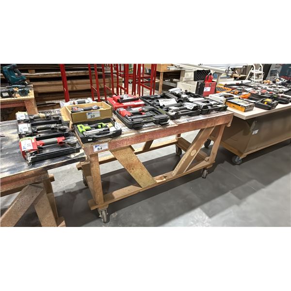 WOODEN MOBILE SHOP TABLE *LAST DAY REMOVAL* *CONTENTS NOT INCLUDED*