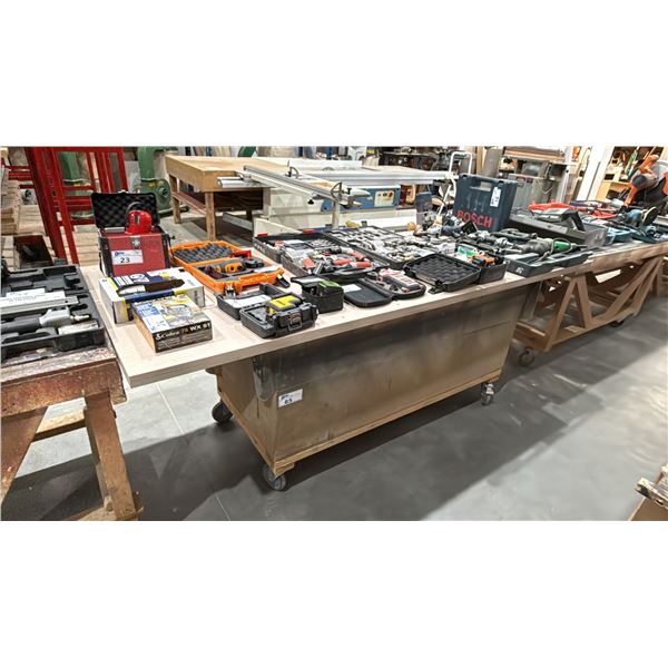 WOODEN MOBILE SHOP TABLE *LAST DAY REMOVAL* *CONTENTS NOT INCLUDED*