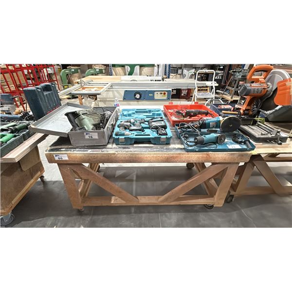WOODEN MOBILE SHOP TABLE *LAST DAY REMOVAL* *CONTENTS NOT INCLUDED*