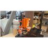 Image 4 : BLUM MINIPRESS P PNEUMATIC FEED DRILLING AND HARDWARE INSERTION MACHINE ON WOODEN SHOP CABINET