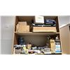Image 2 : SHELVING UNIT WITH ASSORTED CONTENTS- TOOLS, CAULKING, SHOP RAGS, LIGHTING, TOUCH UP
