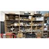 Image 1 : LARGE SHELVING UNIT AND CONTENTS- RUBBER STRIPPING, HARDWARE, SCREWS, STRETCH FILM, SINKS & MORE