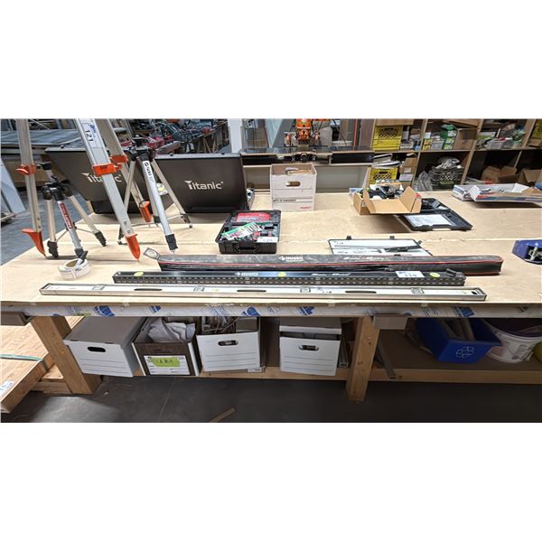HUSKY SLIDE-BOBB LEVEL WITH CASE, SANDS CRAFT 72" LEVEL & MEASURING KIT