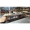 Image 1 : LARGE WOODEN SHOP TABLE WITH BENCH VISE *CONTENTS ON TOP NOT INCLUDED*