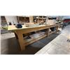 Image 5 : LARGE WOODEN SHOP TABLE WITH BENCH VISE *CONTENTS ON TOP NOT INCLUDED*