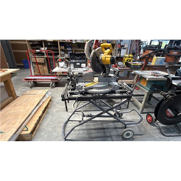 DEWALT DW705 12" COMPOUND MITER SAW ON FOLDABLE MOBILE STAND