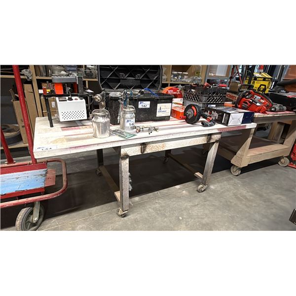 WOODEN MOBILE SHOP TABLE *CONTENTS NOT INCLUDED*