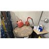 Image 2 : BARREL WITH MANUAL BARREL PUMP, JERRY CAN & 4 WHEEL DOLLY