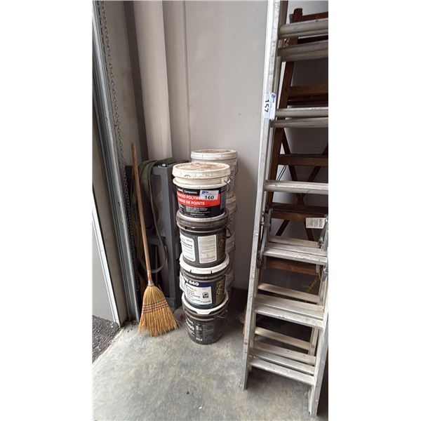 8 BUCKETS OF VINYL FLOORING ADHESIVE & WALL PANEL ADHESIVE