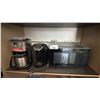 Image 1 : SHELF OF PANASONIC MICROWAVE, KEURIG POD COFFEE MAKER & CUISINART COFFEE MAKER