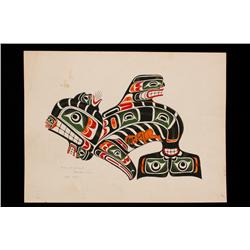 Blackie Dick Painting of a Killer Whale 1979 - Laura Black Collection 18 x 24    Fair Condition with