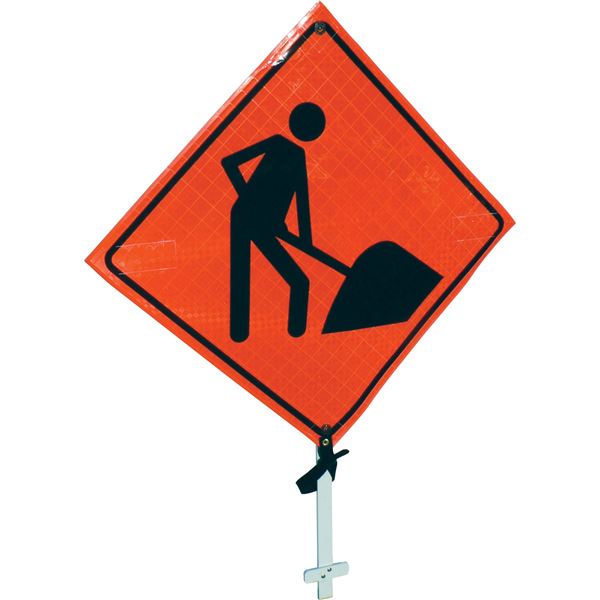 24" SIGN WITH POST HOMME AU TRAVAIL
