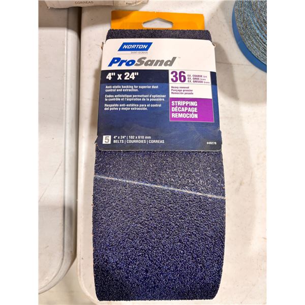 5-PACK NORTON PRO SAND 36 GRIT 4"x24" BELTS