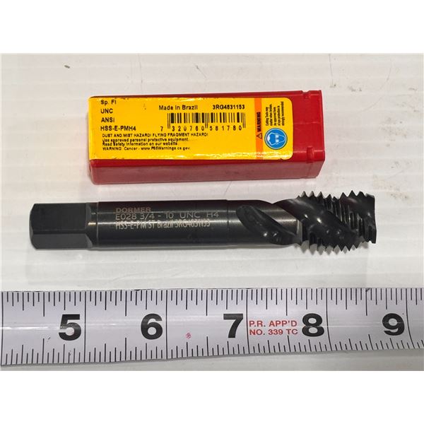 DORMER 45° SPIRAL FLUTE TAP HIGH SPEED COBALT,3/4"-10 THREAD 4-1/4" L