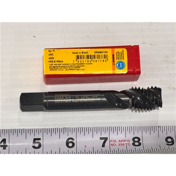 DORMER 45° SPIRAL FLUTE TAP HIGH SPEED COBALT,3/4"-10 THREAD 4-1/4" L