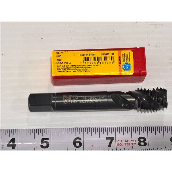 DORMER 45° SPIRAL FLUTE TAP HIGH SPEED COBALT,3/4"-10 THREAD 4-1/4" L