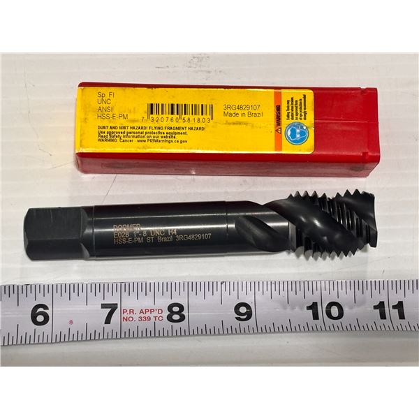 DORMER 45° SPIRAL FLUTE TAP HIGH SPEED COBALT 1"-8 THREAD 5-1/8" L