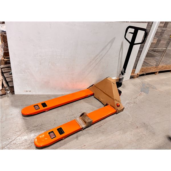 KLETON PALLET TRUCK  27x48" (ORANGE) *FRONT WHEEL MISSING*