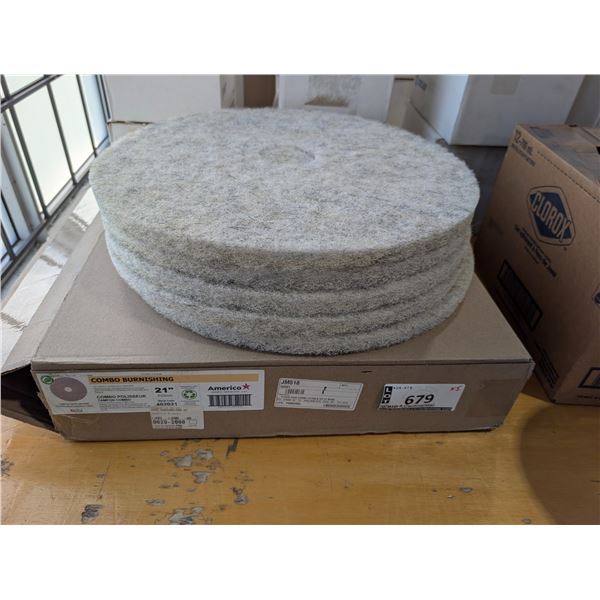 CASE OF 5 COMBO FLOOR PADS 21" BUFFING/BURNISHING BEIGE