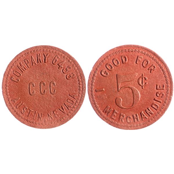 Company 6433, CCC, Austin, Nevada Trade Token