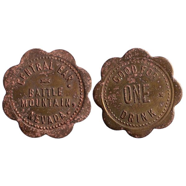 Central Bar, Battle Mountain, Nevada Trade Token