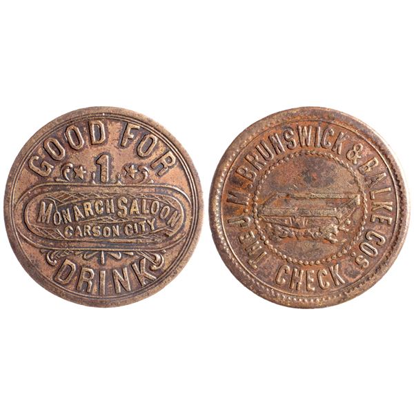 Monarch Saloon, Carson City, Nevada Trade Token
