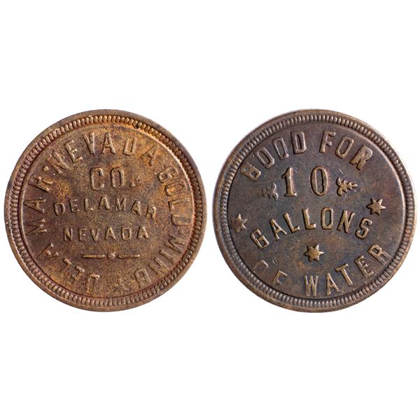 Delamar Nevada Gold Mining Co., 10 Gallon Water, Delamar, Nevada Trade Token