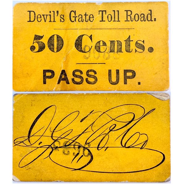Devil's Gate Toll Road (Comstock) Nevada Trade Token