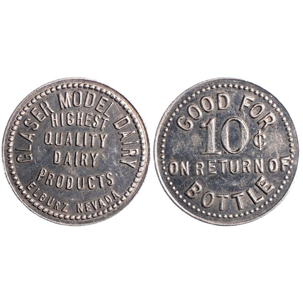 Glaser Model Dairy, Elburz, Nevada Trade Token