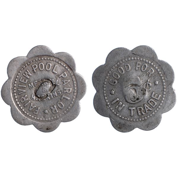 Fairview Pool Parlor, Merrill & Haskins, Fairview, Nevada Trade Token