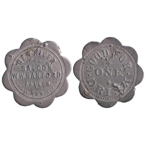New River Saloon, WW Sanford, Fallon, Nevada Trade Token
