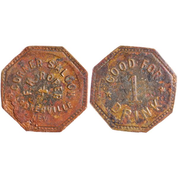 Corner Saloon, FH Roper, Gardnerville, Nevada Trade Token