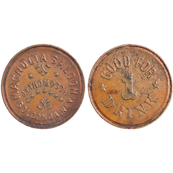 Magnolia Saloon, JF Thompson, Golconda, Nevada Trade Token