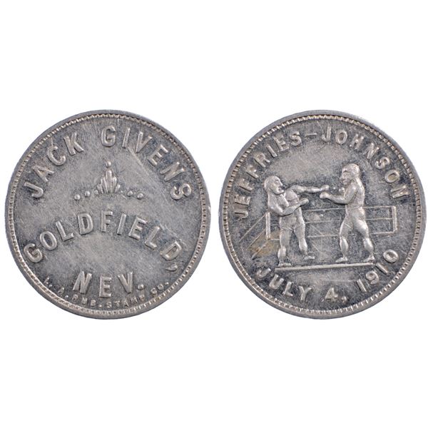 Jack Givens, Jeffries-Johnson Boxing Match, Goldfield, Nevada Trade Token