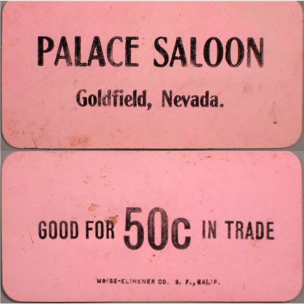 Palace Saloon, Goldfield, Nevada Trade Token