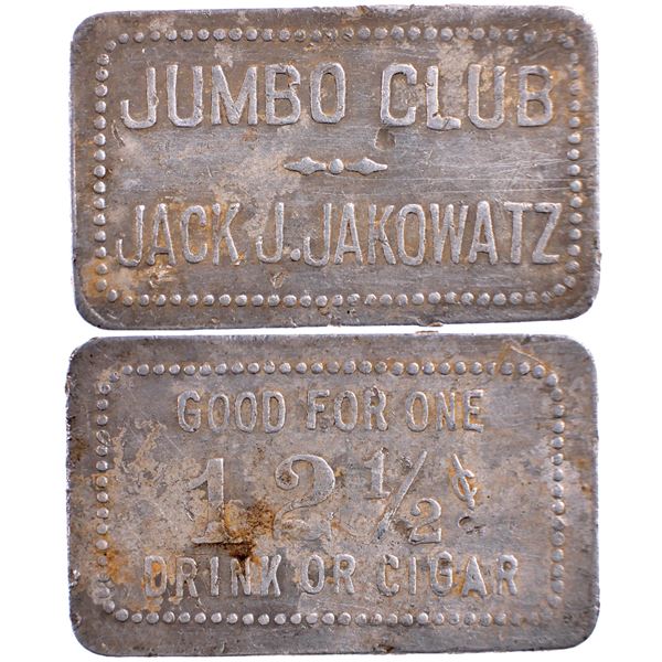 Jumbo Club, Jack Jackowatz, Jumbo (Goldfield area), Nevada Trade Token